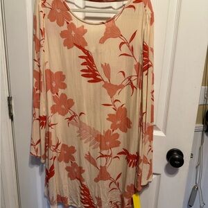 Billabong Floral Dress in Cream and Coral